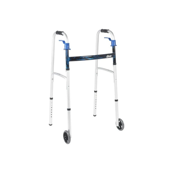 Drive Devilbiss Healthcare - 10226-1 - Medical - Dual Release Folding Walker Adjustable Height Aluminum Frame 350 Lbs Weight Capacity 32 To 39 Inch