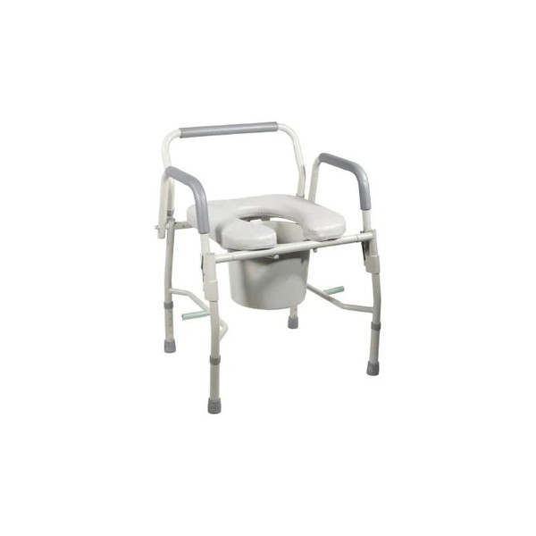Drive Devilbiss Healthcare - 11125Pskd-1 - Medical - Commode Chair Padded Drop Arms Steel Frame 13 - 1/2 Inch Seat Width 300 Lbs Weight Capacity