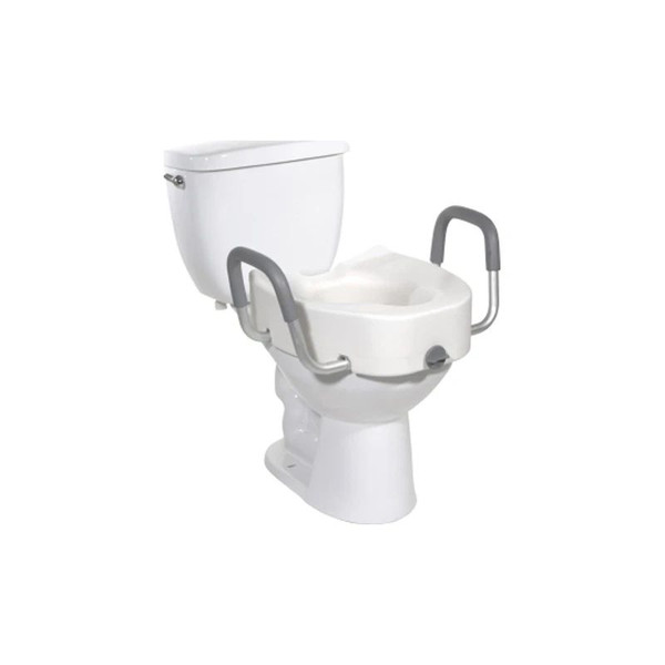 Drive Devilbiss Healthcare - 12013 - Medical - Elongated Raised Toilet Seat With Arms 4 - 1/2 Inch Height White 300 Lbs Weight Capacity