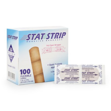 Dukal - American White Cross Stat Strip - 15215 - Adhesive 1 X 3 Inch Fabric Rectangle Tan Sterile