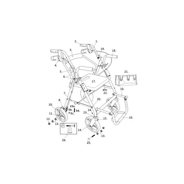 Drive Devilbiss Healthcare - 9501A75008 - Medical 3 - Spoke Wheel Only For 750Nb D - Lite Rollator