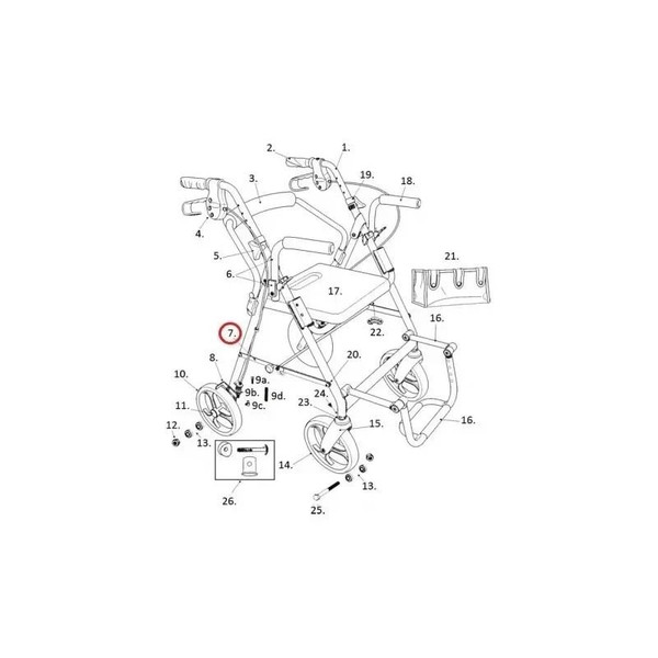 Drive Devilbiss Healthcare - 9501A79502 - Medical Hinge Assembly For Duet Rollat Incl Rod And Both Side Bars