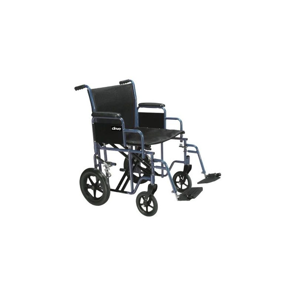 Drive Devilbiss Healthcare - Btr20-B - Medical Bariatric Transport Chair Steel Frame With Blue Finish 450 Lbs Weight Capacity Desk Length / Removable Reversible Arm Black Upholstery