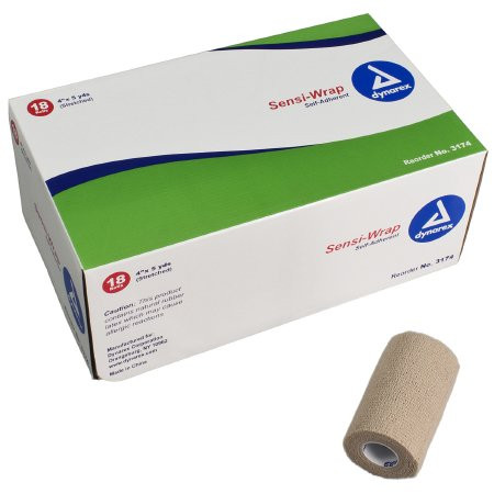 Dynarex - Sensi-Wrap - 3174 - Cohesive Bandage 4 Inch X 5 Yard Self - Adherent Closure Tan Nonsterile Standard Compression