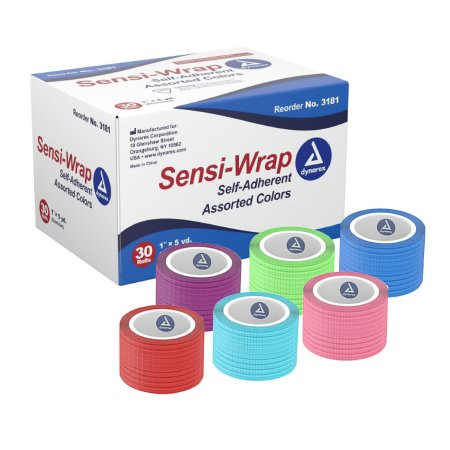 Dynarex - Sensi-Wrap - 3181 - Cohesive Bandage 1 Inch X 5 Yard Self - Adherent Closure Red / Green Purple Dark Blue Pink Light Nonsterile Standard Compression