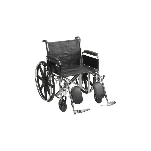 Drive Devilbiss Healthcare - Sentra Ec Heavy Duty - Std22Ecdfa-Elr - Medical - Bariatric Wheelchair Dual Axle Full Length Arm Elevating Legrest Black Upholstery 22 Inch Seat Width Adult 450 Lbs Weight Capacity