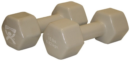 Fabrication Enterprises - Cando - 10-0560-2 - Dumbbell Pair Hexagon Heads 15 Lbs.