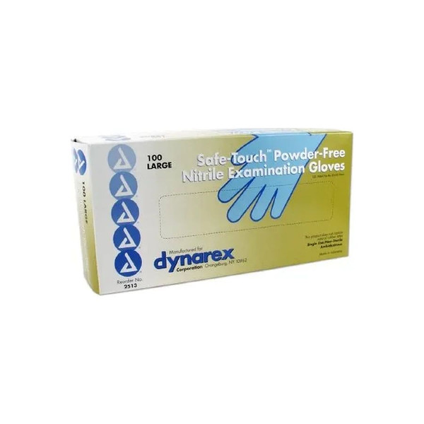 Dynarex - 2513 - Safe - Touch Nitrile Exam Gloves, Blue, Large, 100 Count