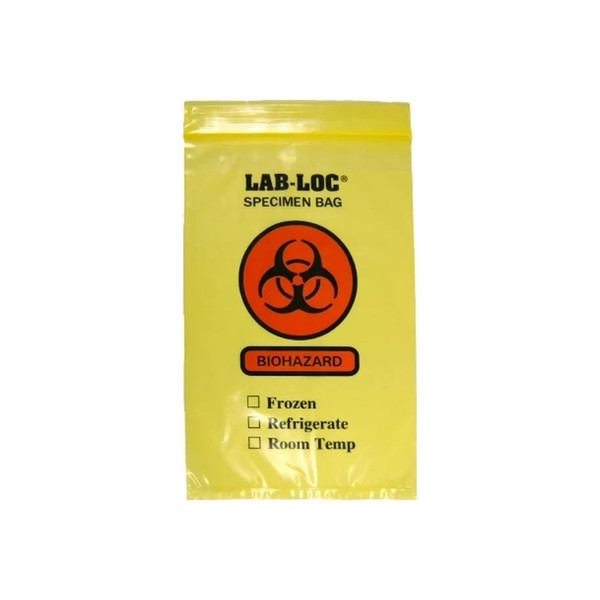 Elkay Plastics - Lab-Loc - Lab20609Ye - Specimen Transport Bag With Document Pouch 6 X 9 Inch Zip Closure Biohazard Symbol / Storage Instructions Nonsterile