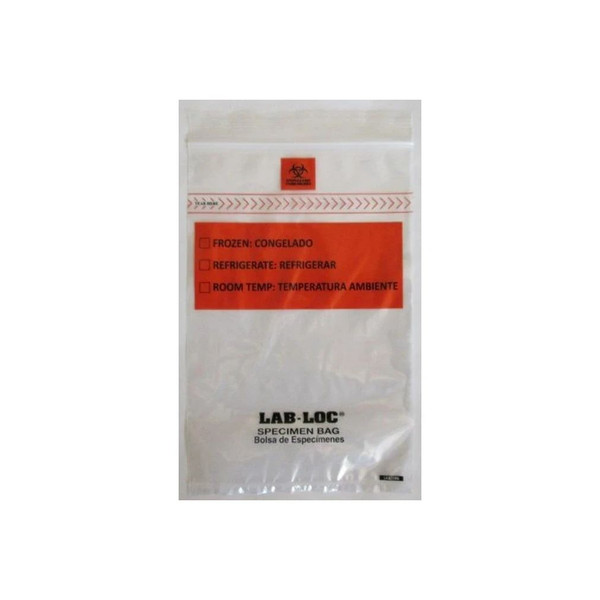 Elkay Plastics - Lab-Loc - Labz69B - Specimen Transport Bag With Document Pouch 6 X 9 Inch Zip Closure Biohazard Symbol / Storage Instructions Nonsterile