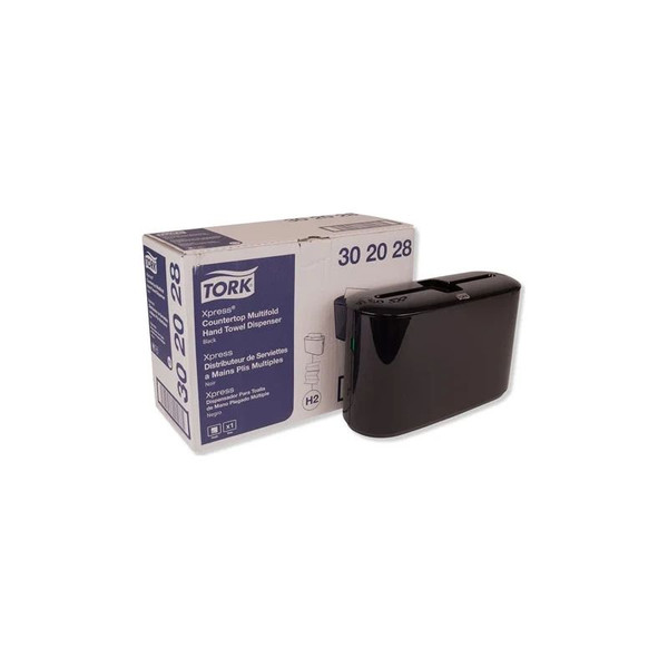 Essity - Tork - 302028 - Countertop Dispenser, Hand Towel, Multifold, Universal, Plastic, Black, 7.9" X 12.7" 4.6"