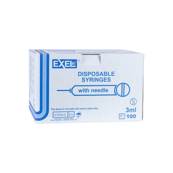 Exel - 26602 - Syringe & Needle, Luer Slip, 3Cc, Low Dead Space Plunger, 25G X 5/8"