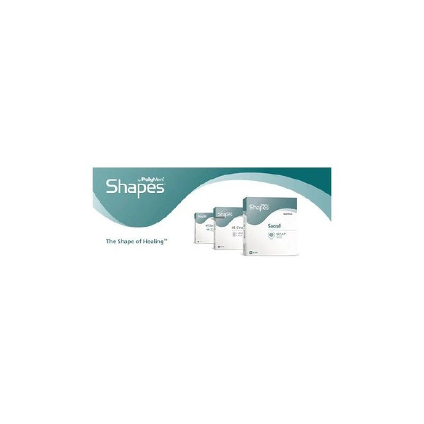 Ferris - Polymem Shapes - 3709 - Foam Dressing 7 - 1/5 X 4/5 Inch With Border Film Backing Adhesive Sacral Sterile