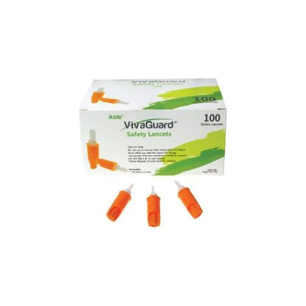 Germaine Laboratories - Vivaguard - Vgl02-382 - Safety Lancet 28 Gauge Pull Cap Pressure Activated Finger