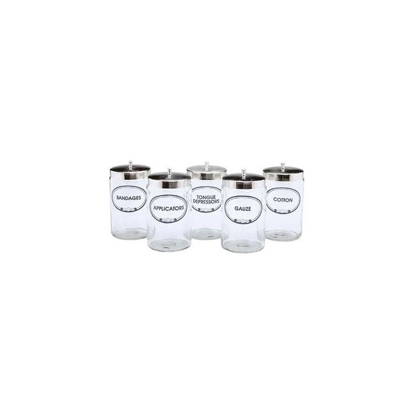 Graham Field - 3454 - Sundry Jars 5 Lbld W/Cvrs Grafco Labeled - Medical/Surgical