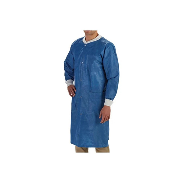 Graham Medical - Labmates - 85179 - Products - Lab Coat Blue Large Knee Length Disposable