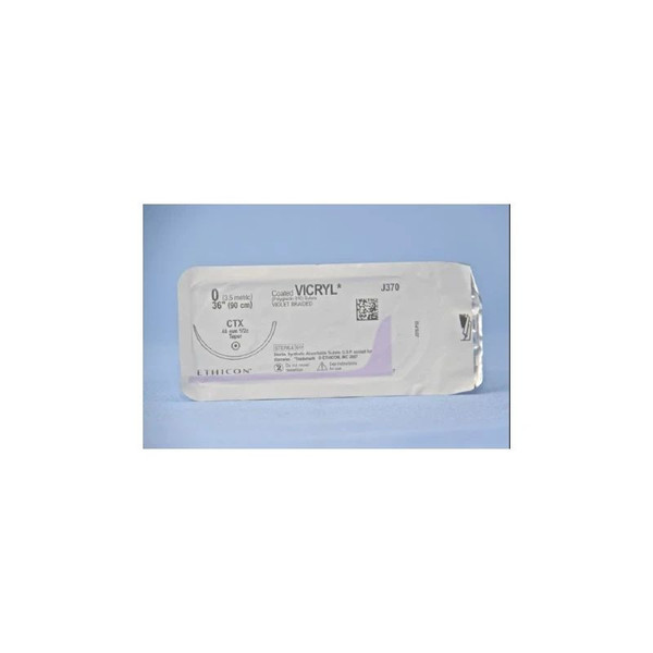 Johnson & - Coated Vicryl - J370H - Systems - Absorbable Suture With Needle Polyglactin 910 Ctx 1/2 Circle Taper Point Size 0 Braided