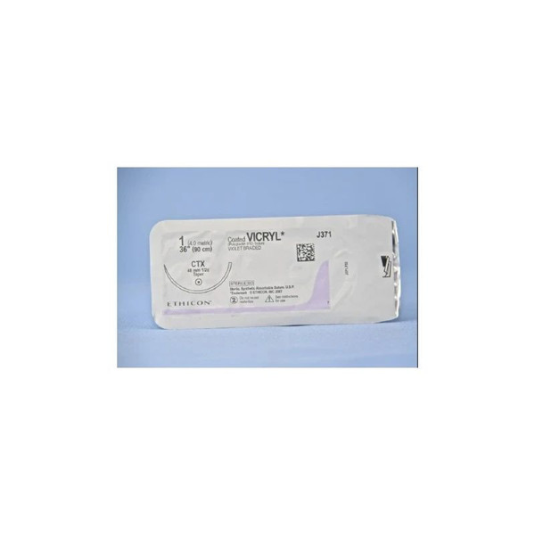 Johnson & - Coated Vicryl - J371H - Systems - Absorbable Suture With Needle Polyglactin 910 Ctx 1/2 Circle Taper Point Size 1 Braided