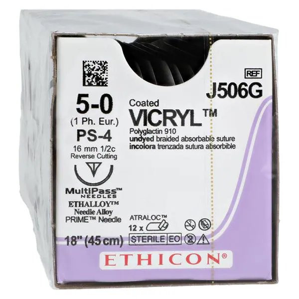 Johnson & - Coated Vicryl - J506G - Suture, Ud Br Ct 5 - 0 1 8" Ps4