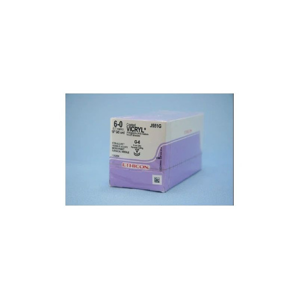 Johnson & - Coated Vicryl - J551G - Systems - Absorbable Suture With Needle Polyglactin 910 G - 6 3/8 Circle Reverse Cutting Size 0 Braided