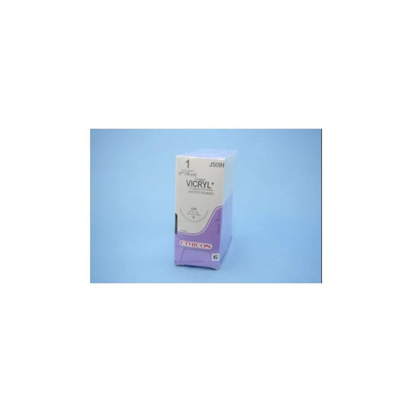 Johnson & - Coated Vicryl - J569H - Systems - Absorbable Suture With Needle Polyglactin 910 Cpx 1/2 Circle Reverse Cutting Size 1 Braided