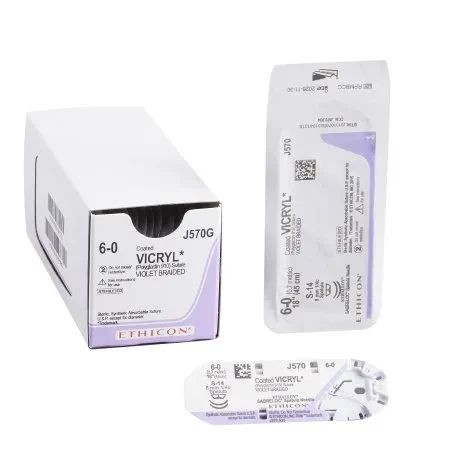 Johnson & - Coated Vicryl - J570G - Suture, Vio Br Ct 6 - 0 18" S14