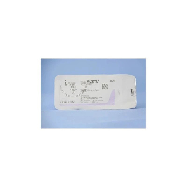 Johnson & - Coated Vicryl - J649G - Systems - Absorbable Suture With Needle Polyglactin 910 Tp - 1 1/2 Circle Taper Point Size 2 Braided