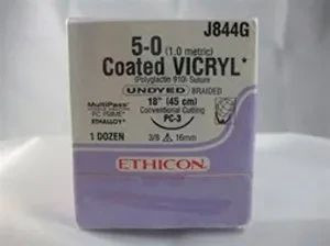 Johnson & - Coated Vicryl - J844G - Suture, Ud Br Ct 5 - 0 1 8" Pc3