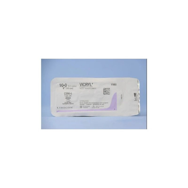 Johnson & - Coated Vicryl - V980G - Systems - Absorbable Suture With Needle Polyglactin 910 Cs90 - 6 1/4 Circle Opthalmic Spatula Size 10 - 0 Braided