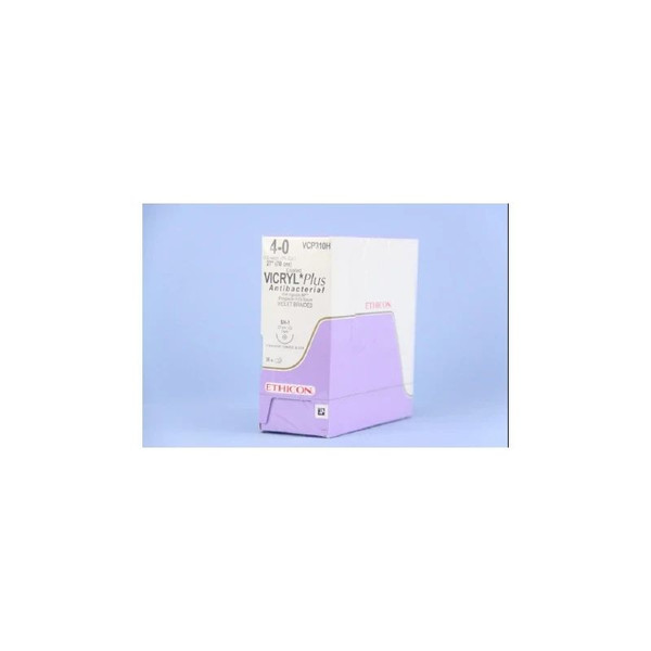 Johnson & - Coated Vicryl Plus - Vcp310H - Systems - Absorbable Antibacterial Suture With Needle Polyglactin 910 Sh - 1 1/2 Circle Taper Point Size 4 - 0 Braided