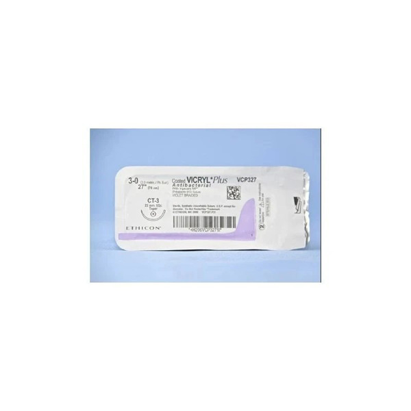Johnson & - Coated Vicryl Plus - Vcp327H - Systems - Absorbable Antibacterial Suture With Needle Polyglactin 910 Ct - 3 1/2 Circle Taper Point Size 0 Braided