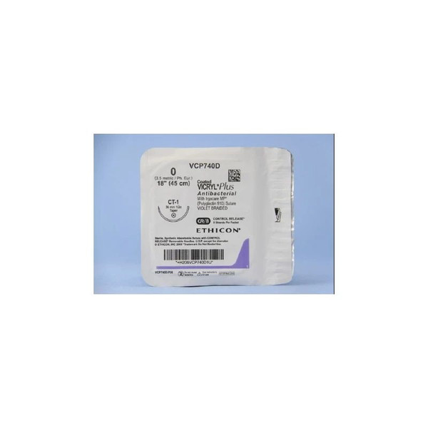 Johnson & - Coated Vicryl Plus - Vcp740D - Systems - Absorbable Antibacterial Suture With Needle Polyglactin 910 Ct - 1 1/2 Circle Taper Point Size 0 Braided
