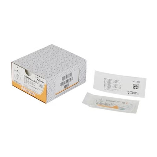 Johnson & - Ethibond - X424H - Systems - Nonabsorbable Suture With Needle Polyester Ct - 1 1/2 Circle Taper Point Size 0 Braided