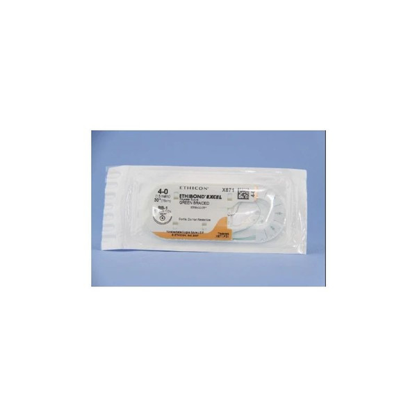Johnson & - Ethibond - X871H - Systems - Nonabsorbable Suture With Needle Polyester Rb - 1 1/2 Circle Taper Point Size 4 - 0 Braided