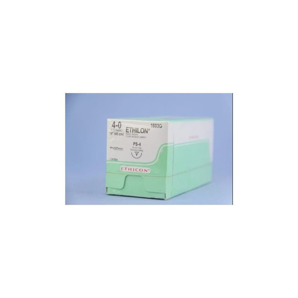Johnson & - Ethicon - 1603G - Systems - Ethilon Nonabsorbable Suture With Needle Nylon Ps - 4 1/2 Circle Reverse Cutting Size 0 Monofilament