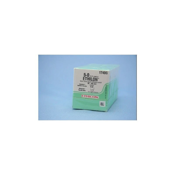 Johnson & - Ethicon - 1740G - Systems - Ethilon Nonabsorbable Suture With Needle Nylon S - 22 1/2 Circle Spatula Size 5 - 0 Monofilament