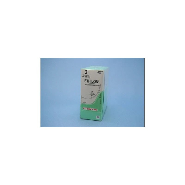 Johnson & - Ethicon - 460T - Systems - Ethilon Nonabsorbable Suture With Needle Nylon Lr 3/8 Circle Reverse Cutting Size 2 Monofilament