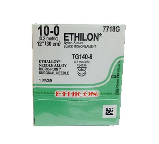 Johnson & - Ethicon - 7718G - Systems - Ethilon Nonabsorbable Suture With Needle Nylon Tg140 - 8 3/8 Circle Spatula Size 10 - 0 Monofilament