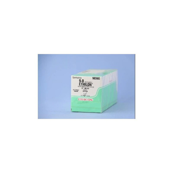 Johnson & - Ethicon - 9036G - Systems - Ethilon Nonabsorbable Suture With Needle Nylon Cs175 - 8 1/2 Circle Opthalmic Spatula Size 9 - 0 Monofilament