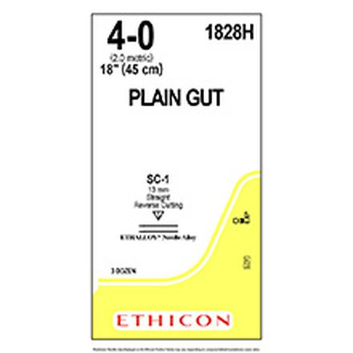 Johnson & - J Healthcare Systems - 1828H - Absorbable Suture With Needle Plain Gut Sc - 1 Straight Conventional Cutting Size 4 - 0
