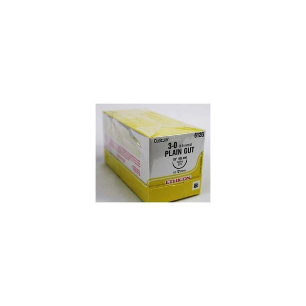 Johnson & - J Healthcare Systems - 612G - Absorbable Suture With Needle Plain Gut X - 1 1/2 Circle Reverse Cutting Size 3 - 0