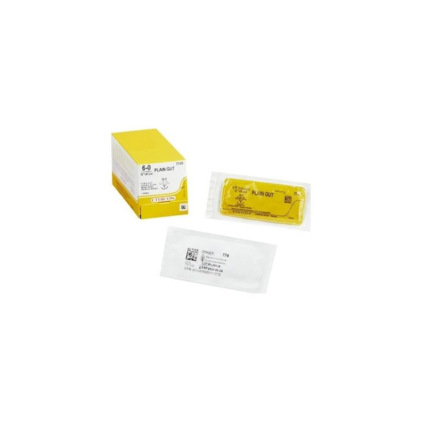 Johnson & - J Healthcare Systems - 774G - Absorbable Suture With Needle Plain Gut G - 1 3/8 Circle Precision Reverse Cutting Size 6 - 0