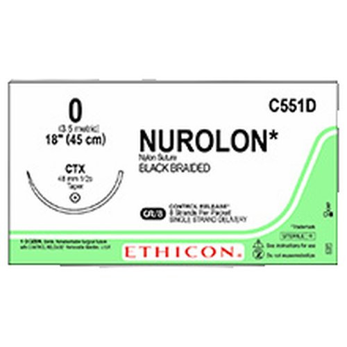 Johnson & - J Healthcare Systems - C551D - Suture, Nurolon Blk Br 0 18" Ct - X