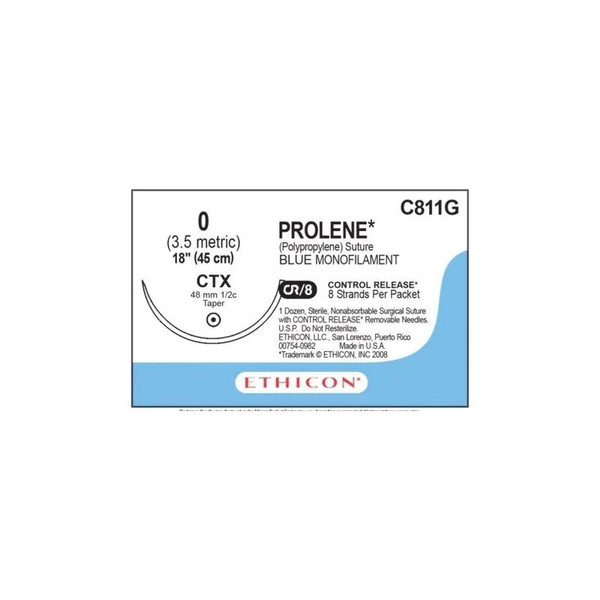 Johnson & - J Healthcare Systems - C811G - Suture, Prolene Blu Mono 0 18"Ctx