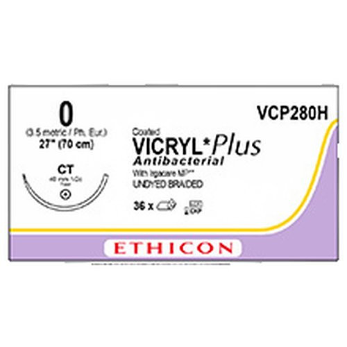 Johnson & - J Healthcare Systems - Vcp280H - Suture, Vicryl+ Antibac Ud Br 0 27" Ct