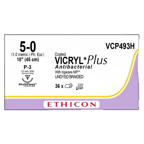 Johnson & - J Healthcare Systems - Vcp493H - Suture, Vicryl+ Ud Br 5 - 0 18" P - 3