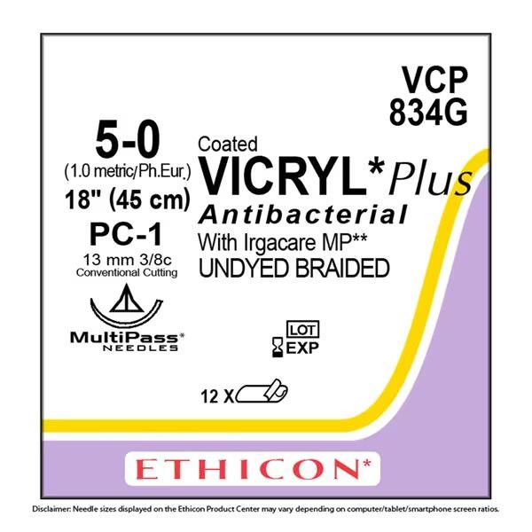 Johnson & - J Healthcare Systems - Vcp834G - Suture, Vicryl+Ctd 5 - 0 18" Pc - 1