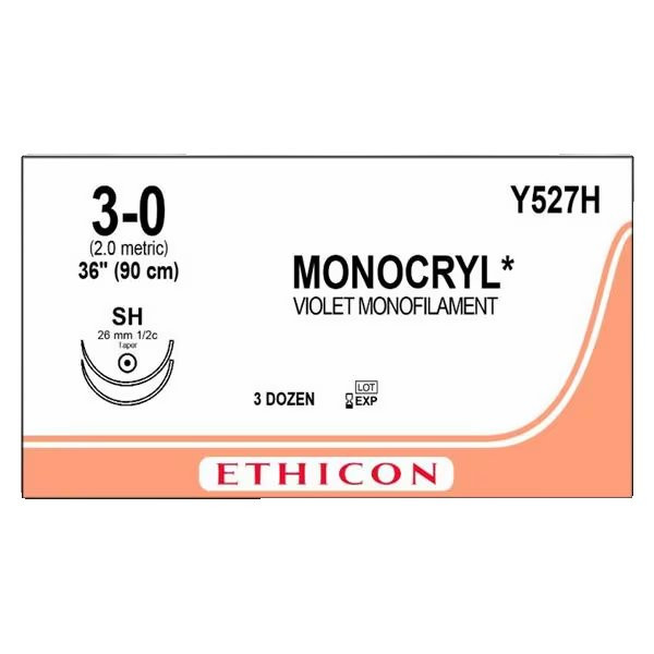Johnson & - J Healthcare Systems - Y527H - Suture, Moncryl Vio Mono 3 - 0 36" Sh