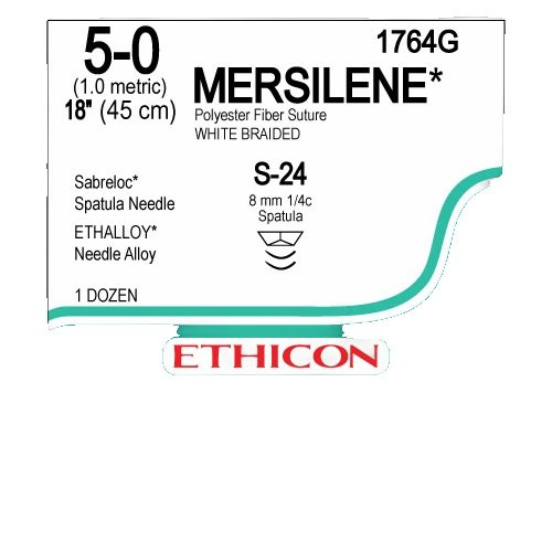 Johnson & - Mersilene - 1722G - Systems - Nonabsorbable Suture With Needle Polyester S - 14 1/4 Circle Spatula Size 6 - 0 Braided