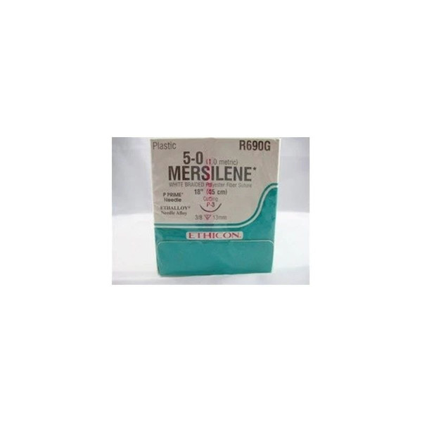 Johnson & - Mersilene - R690G - Systems - Nonabsorbable Suture With Needle Polyester P - 3 3/8 Circle Precision Reverse Cutting Size 5 - 0 Braided